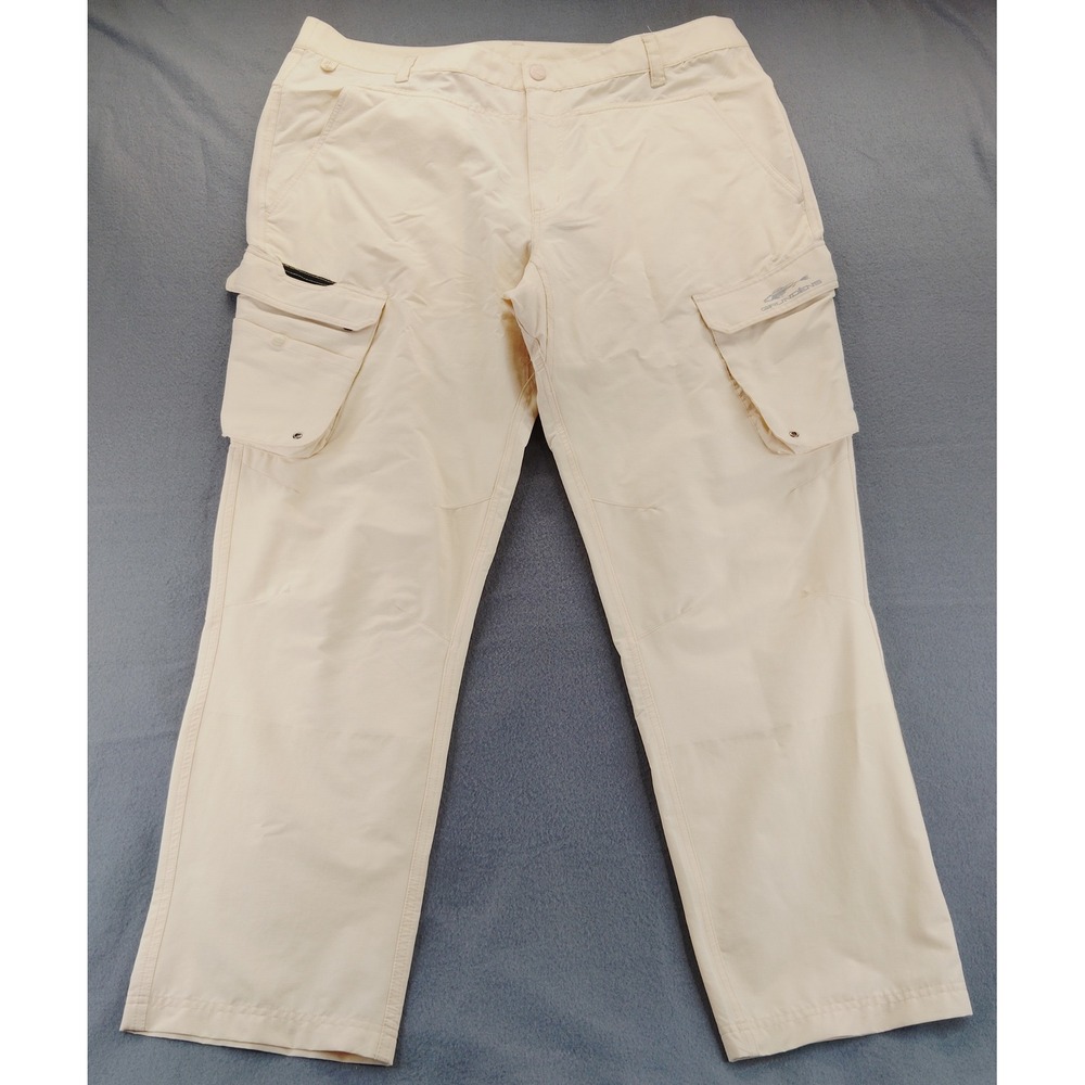 Grundens Cargo Pants Mens 40R Beige Good Fishing Outdoors Utility Trousers Gear